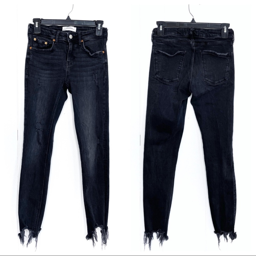 Zara Woman Gray Chewed Hem Skinny Jeans Size 4